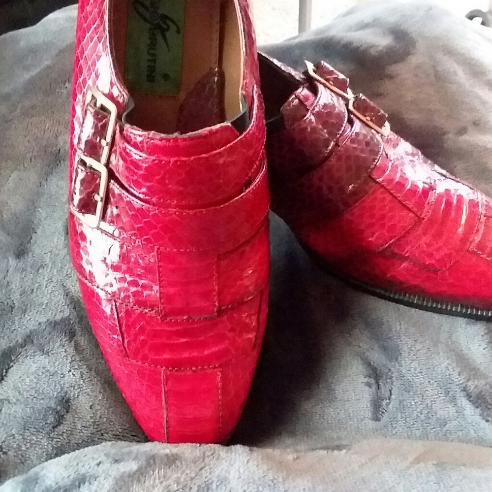 Giorgio Brutini Men's Red Snakeskin Shoes